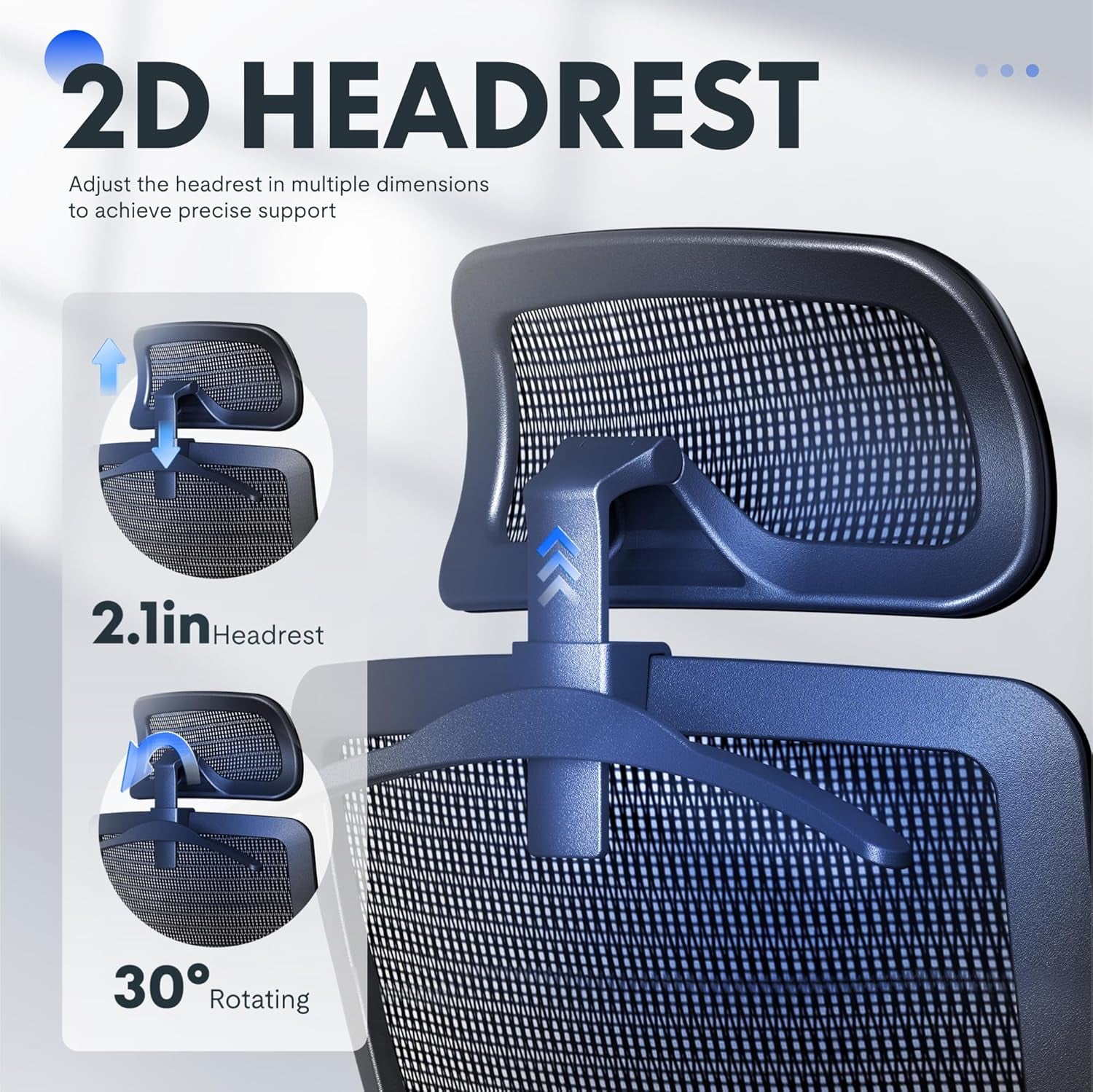 Ergonomic Office Chair, High Back Mesh Swivel Computer Chair, Executive Office Desk Chairs, with Adjustable Lumbar Support/2D Headrest/Lockable Backrest, OC3 Mesh Seat, Gray