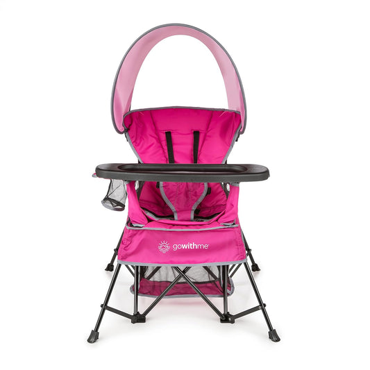 Go with Me Venture Portable Chair | Indoor and Outdoor | Sun Canopy | 3 Child Growth Stages | Pink