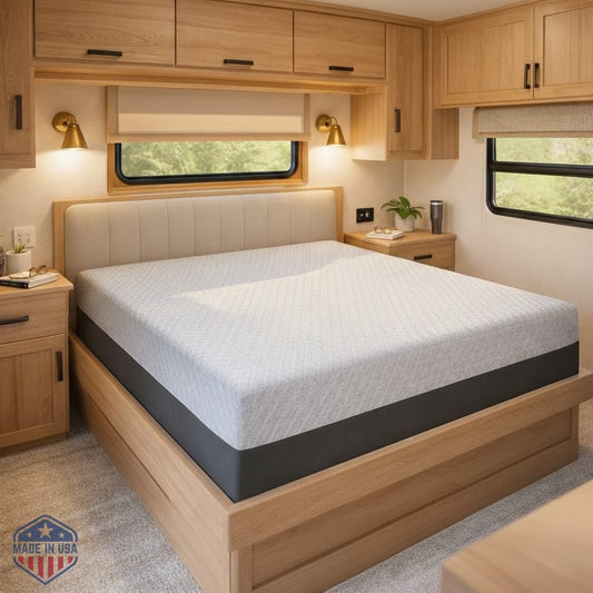 10 Inch RV Short Queen Mattress, Made in the USA, Certipur-Us®, Oeko-Tex®, and Fiberglass-Free™ Certified Cooling Memory Foam Camper Bed - Medium