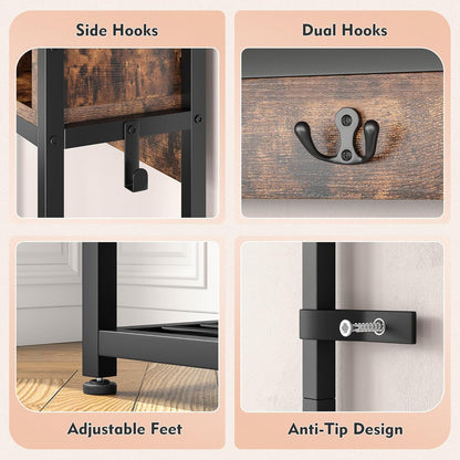 Hall Tree with Bench and Shoe Storage, Coat Rack Freestanding with 3 Fabric Drawers, Entryway Bench with Shoe Storage, Hall Tree with 12 Hooks for Hallway