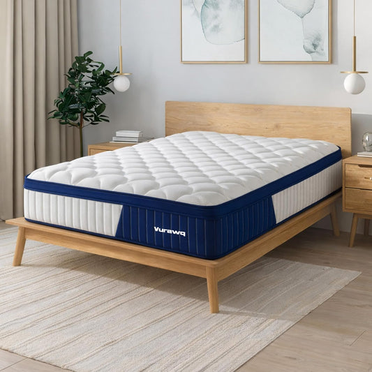 12 Inch Full Size Hybrid Mattress, Fiberglass Free, Gel Memory Foam & Individual Pocket Coils, Soft Plush Support for Back Pain Relief, Certipur-Us Certified, Bed Mattress in a Box