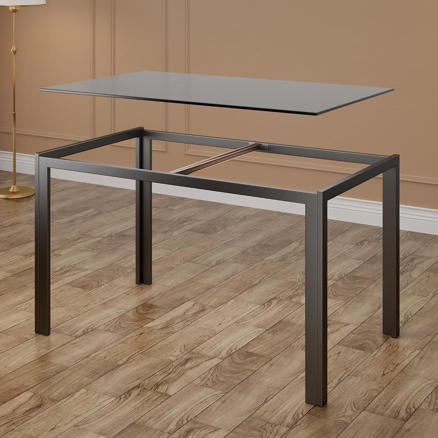 Kitchen Dining Table Set for 4, Tempered Glass 5 Piece Table and Chairs Set Modern for Home, Kitchen, Living Room, Dining Room (Black)