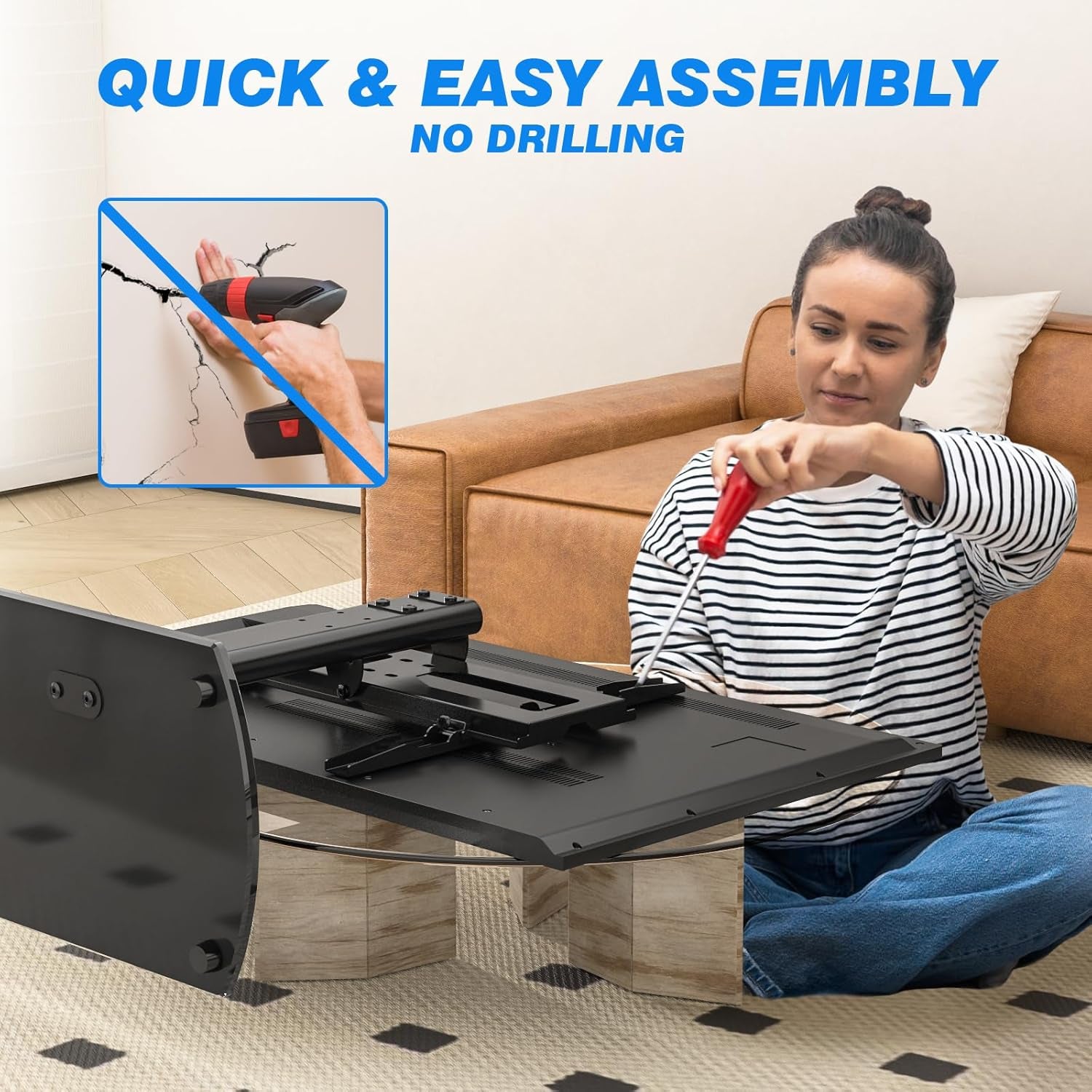 Universal Swivel TV Stand for 27-50 55 60 Inch Tvs, Height Adjustable Table Top TV Stand Mount Hold up to 88 Lbs, Pedestal TV Stands with Tempered Glass Base, Replacement TV Mount Stand