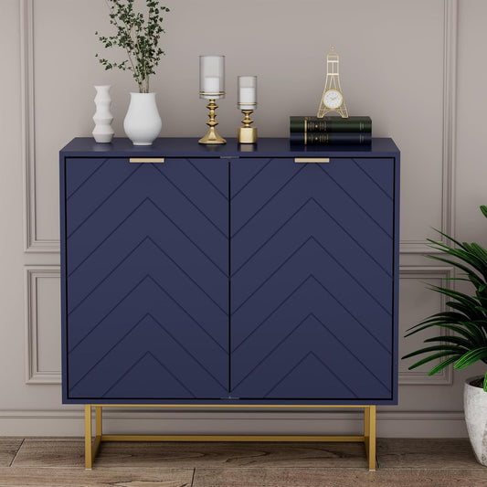 31.5'' Sideboard Buffet Cabinet with Storage, Navy Blue Accent Cabinet with Doors & Adjustable Shelf for Living Room & Kitchen (2 Doors)