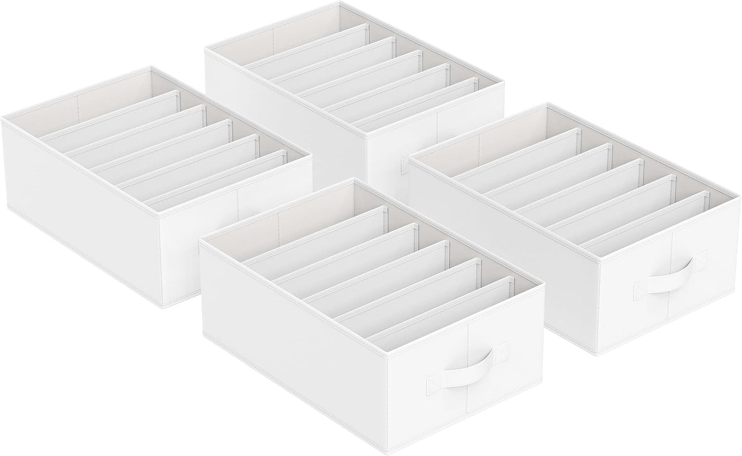 Set of 2 Large Size Wardrobe Clothes Organizers, 6-Compartment Foldable Drawer Organizers with Handles, 16.5 X 11.8 X 6.7 Inches, for Pants, Sweaters, Jeans, Dove Gray URUS009G02