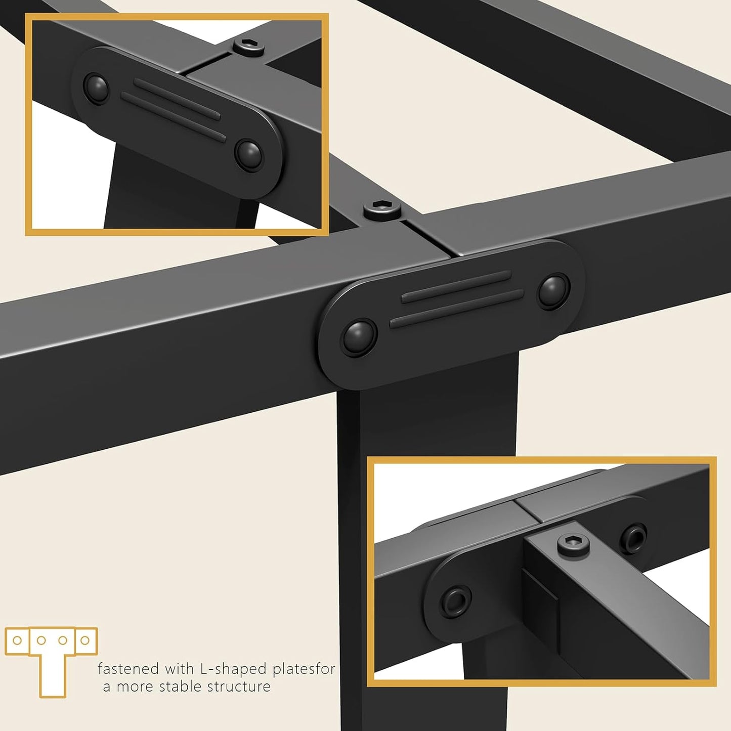 Metal Bed Frame,Queen Size Bed Frame with Headboard,Structurally Stable, Heavy Duty Steel Slat Supported,Under Bed Storage,No Box Spring Needed,14 Inch,Black