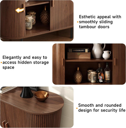 40" Sideboard Buffet Cabinet with Storage, Storage Cabinet with Sliding Door & Adjustable Shelf, Modern Accent Coffee Bar Console Table for Kitchen, Entryway, Walnut