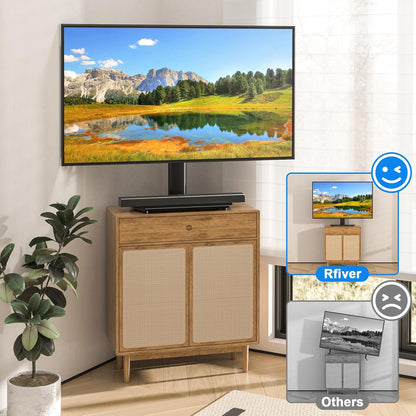 Universal Swivel TV Stand for 27-50 55 60 Inch Tvs, Height Adjustable Table Top TV Stand Mount Hold up to 88 Lbs, Pedestal TV Stands with Tempered Glass Base, Replacement TV Mount Stand