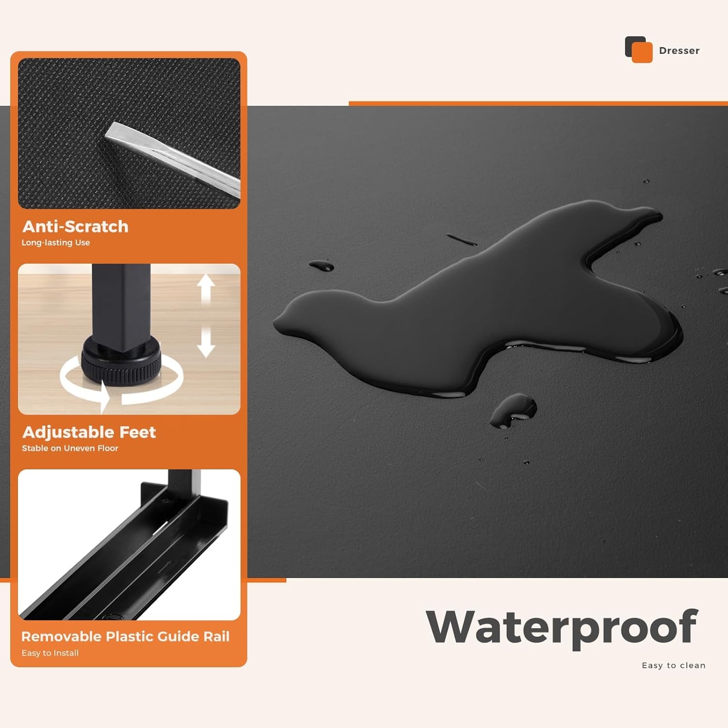 Dresser, Dresser for Bedroom Drawer Organizer Storage Drawers, Fabric Storage Tower with 8 Drawers, Chest of Drawers with Steel Frame, Wood Top for Nursery, Living Room, Closet