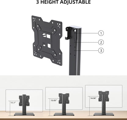 Universal TV Stand Base, Table Top TV Stand for 17-43 Inch LCD/LED Tvs, Height Adjustable Monitor Mount Stand with Tempered Glass Base Holds up to 88Lbs VESA 200X200Mm, TS103