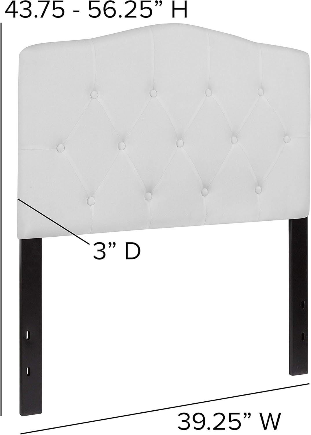 Cambridge Tufted Upholstered Twin Size Headboard in White Fabric