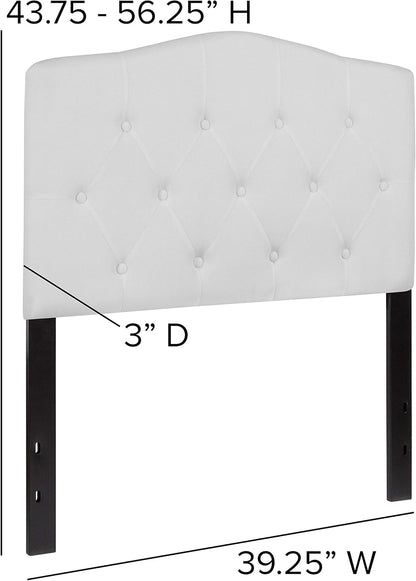 Cambridge Tufted Upholstered Twin Size Headboard in White Fabric