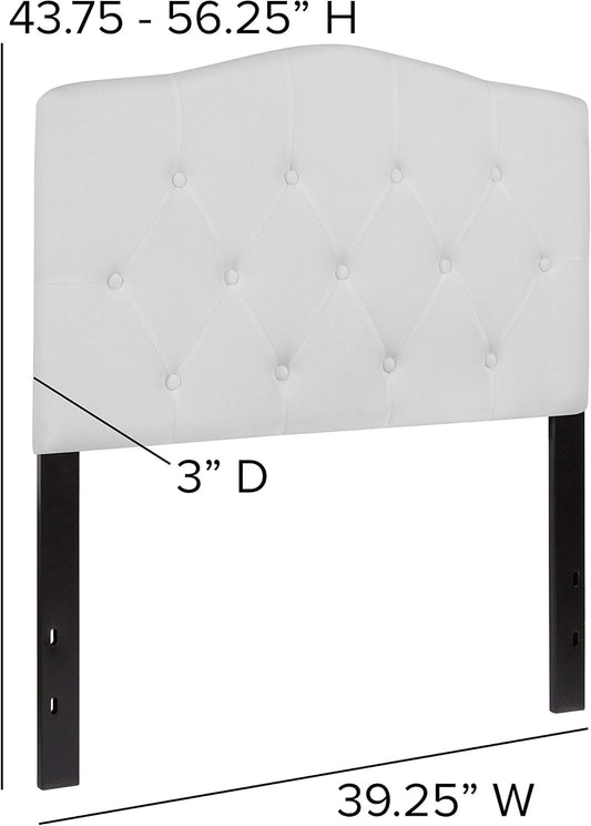 Cambridge Tufted Upholstered Twin Size Headboard in White Fabric