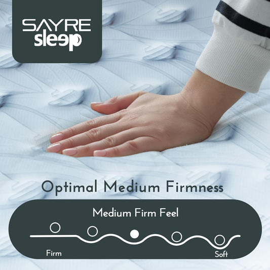 Sayre 10 Inch Queen Memory Foam Mattress in a Box – Cooling Gel Infused, Medium Firm Support, Certipur-Us & Oeko-Tex Certified, Pressure Relief Mattress for Back Pain & Motion Isolation