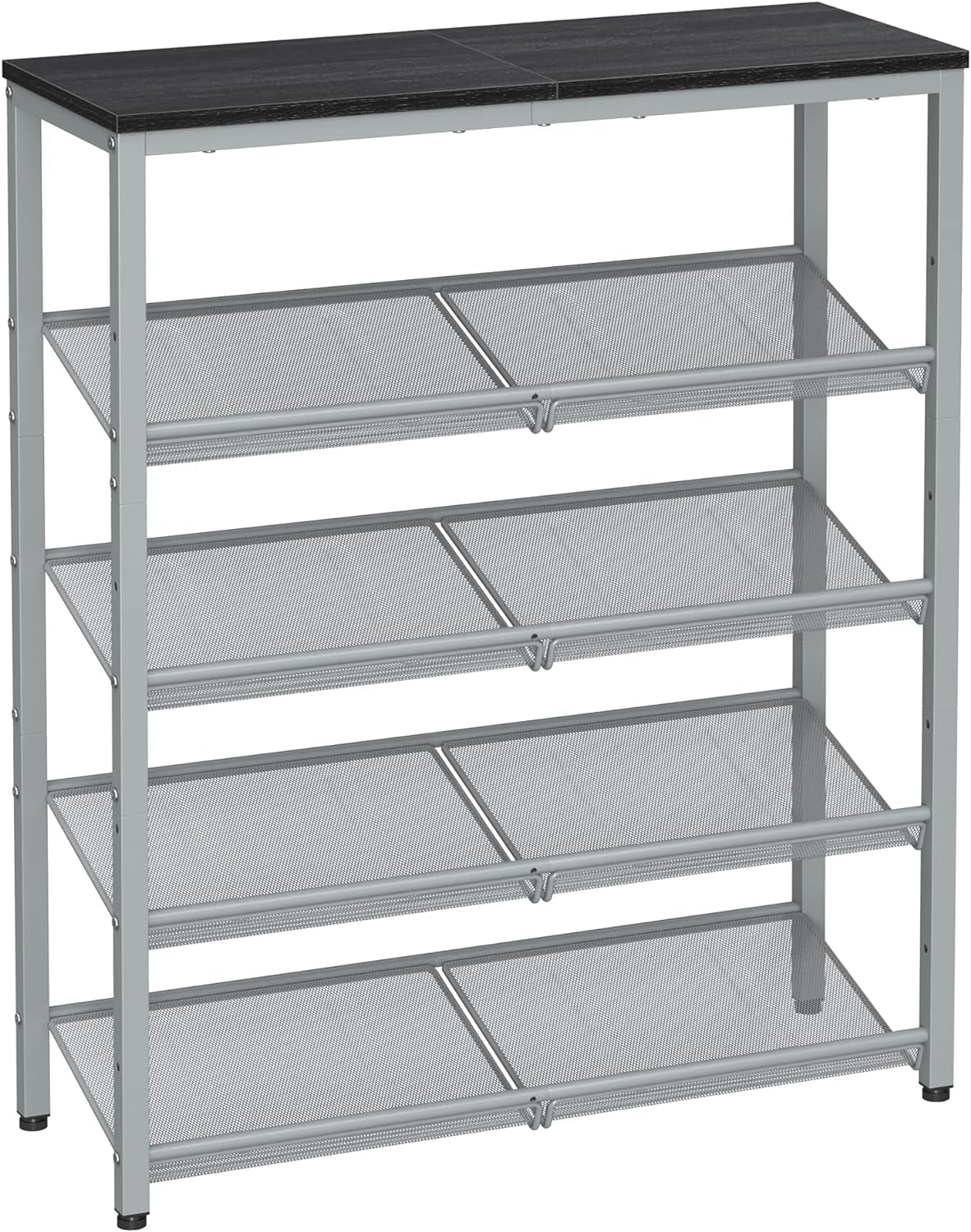 Shoe Rack for Entryway, 5-Tier Shoe Rack Organizer with Storage Shelves and Spacious Top, Freestanding, Adjustable, Industrial, Charcoal Grey and Metallic Silver ULBS038E22
