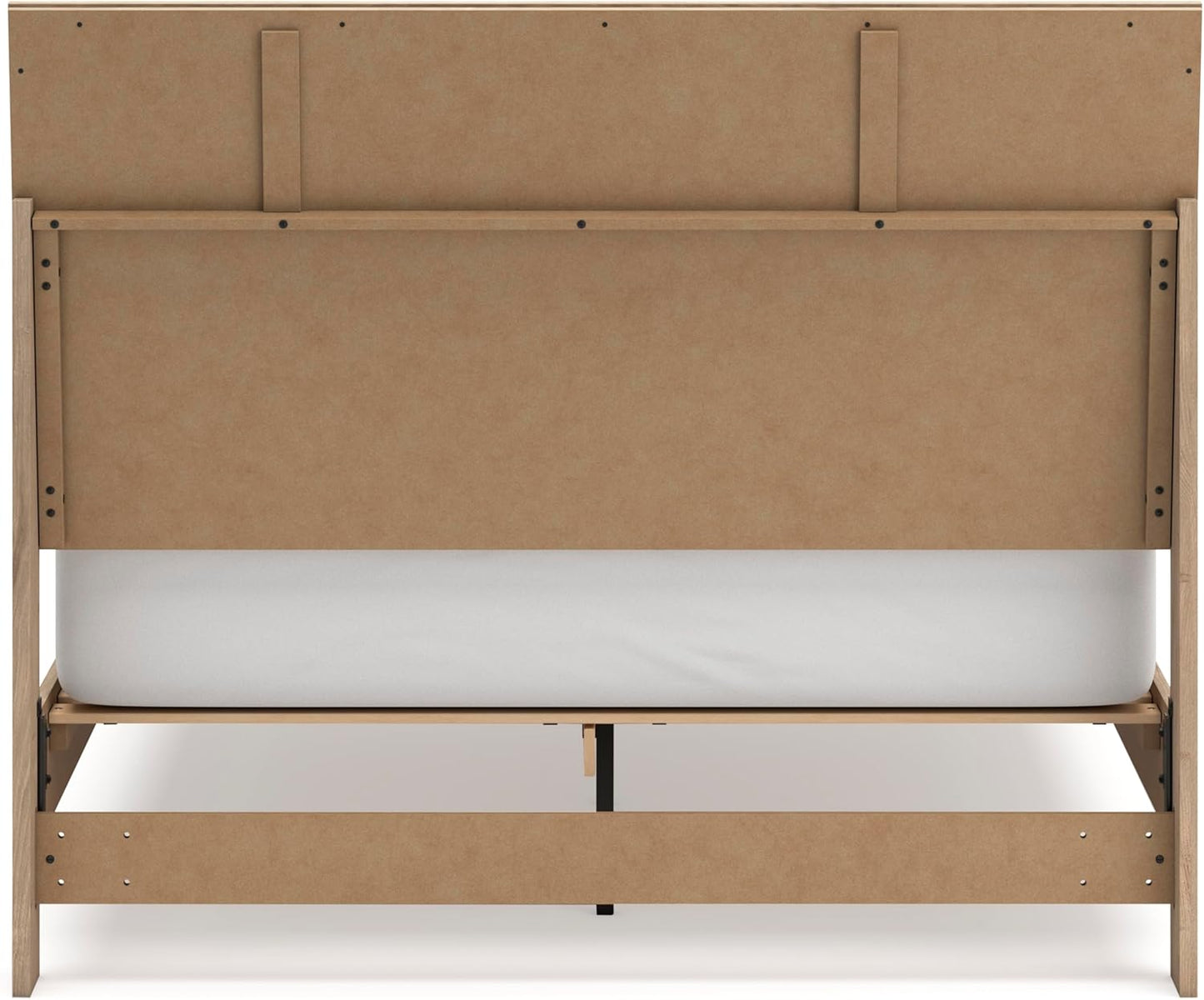 Cielden Farmhouse Queen Panel Platform Bed, Foundation or Box Spring Not Needed, Light Brown