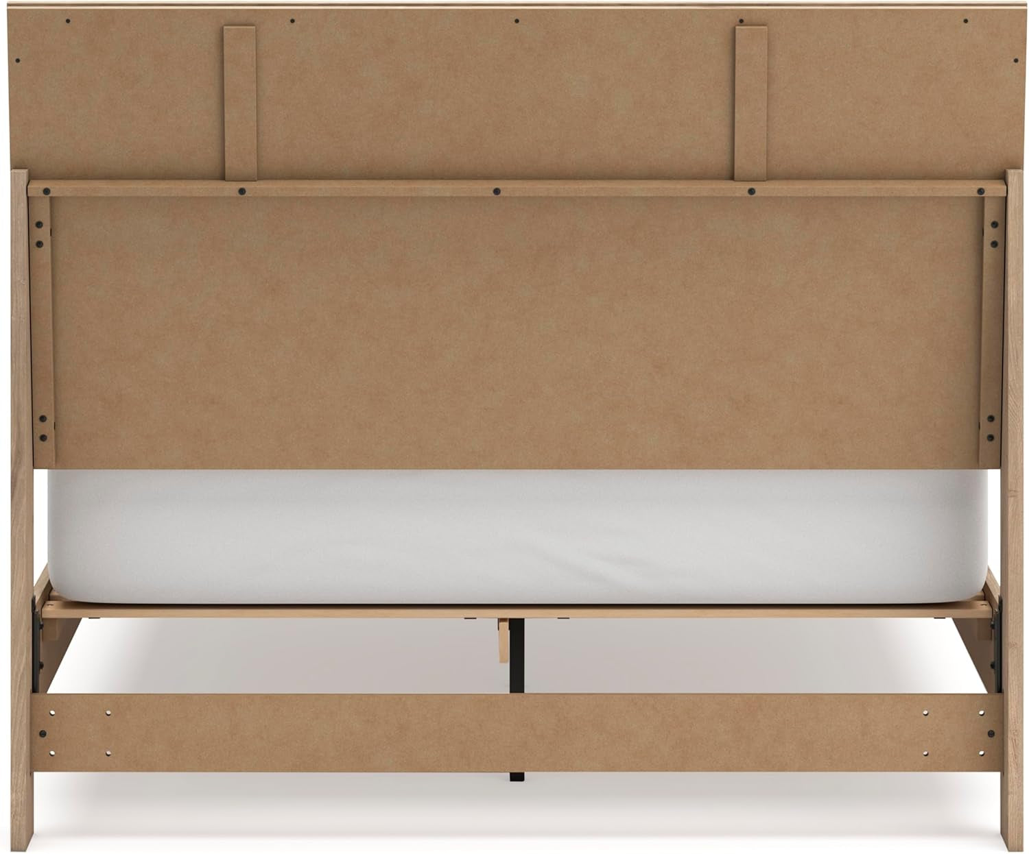 Cielden Farmhouse Queen Panel Platform Bed, Foundation or Box Spring Not Needed, Light Brown