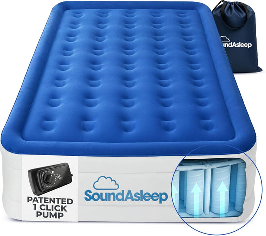 Dream Series Luxury Air Mattress, Comfortcoil Technology, Built-In High Capacity Pump for Home, Camping- Double Height, Adjustable, Inflatable Blow Up, Portable (Queen Size)
