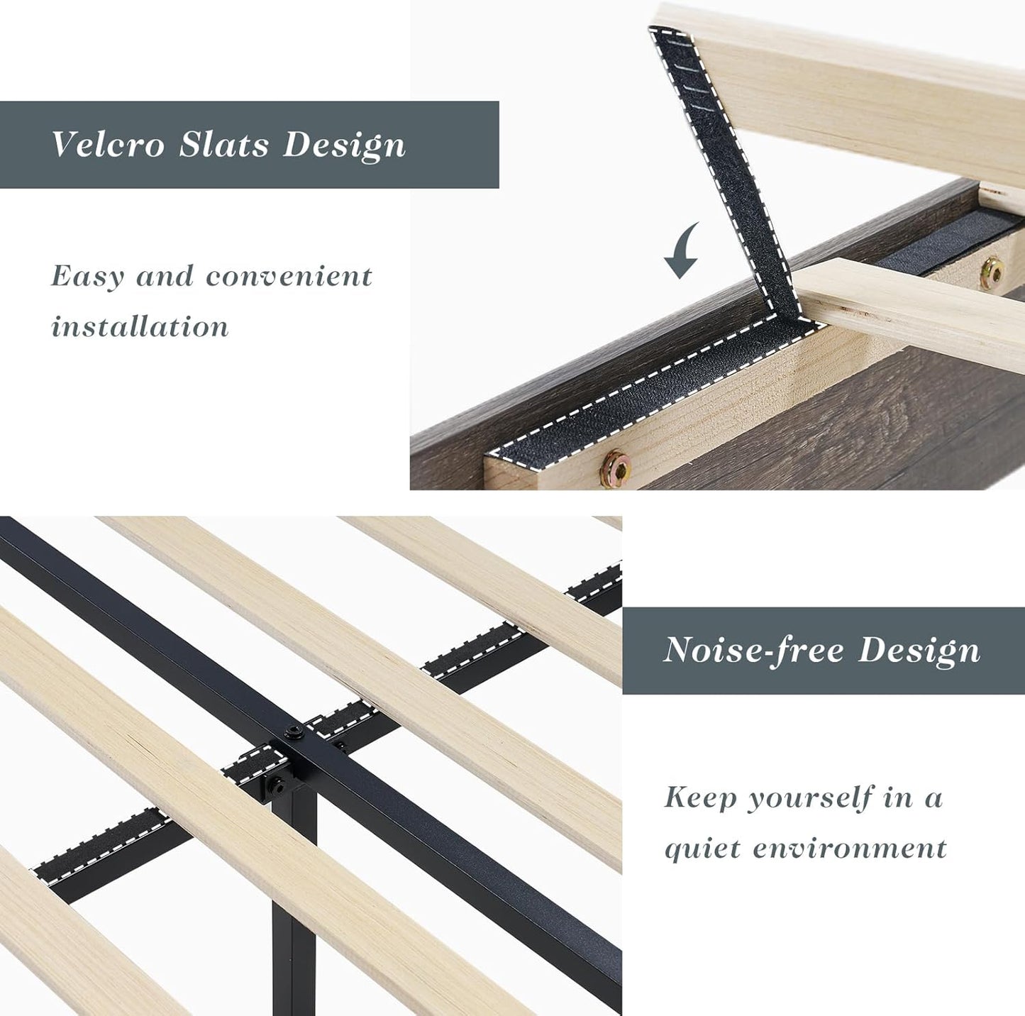 Full Size Farmhouse Bed Frame with 49" Headboard, Platform Bed Frame with Wood Slats Support/No Box Spring Needed/Easy Assembly, Rustic Grey