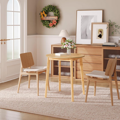 Bamboo Dining Table, round Dining Table for 2, 27.5" Kitchen Table for Small Space, Writing Table, Easy to Assemble, for Dining Room, Living Room, Office, Kitchen, Apartment, Natural YL71CZ01G1