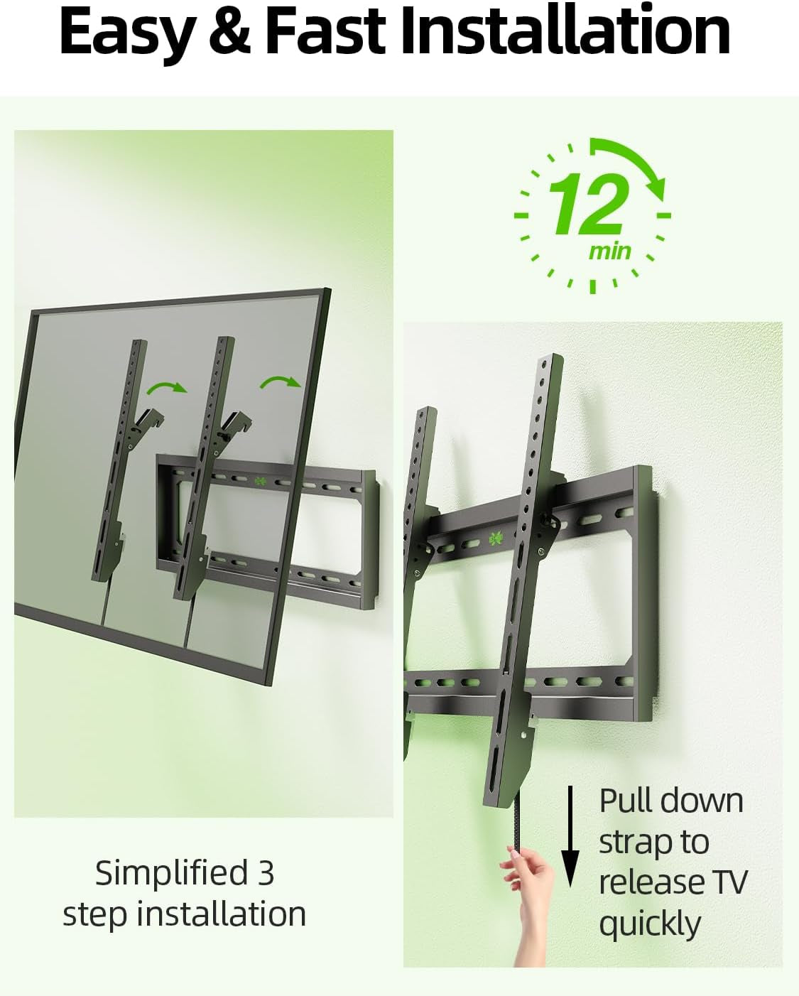 Tilting TV Wall Mount Bracket Low Profile for Most 26"-60" LED, LCD, Flat Television, TV Bracket Tilt Mount for VESA 400X400Mm- up to 99Lbs, Quick Lock and Release Fits 12" 16" Stud