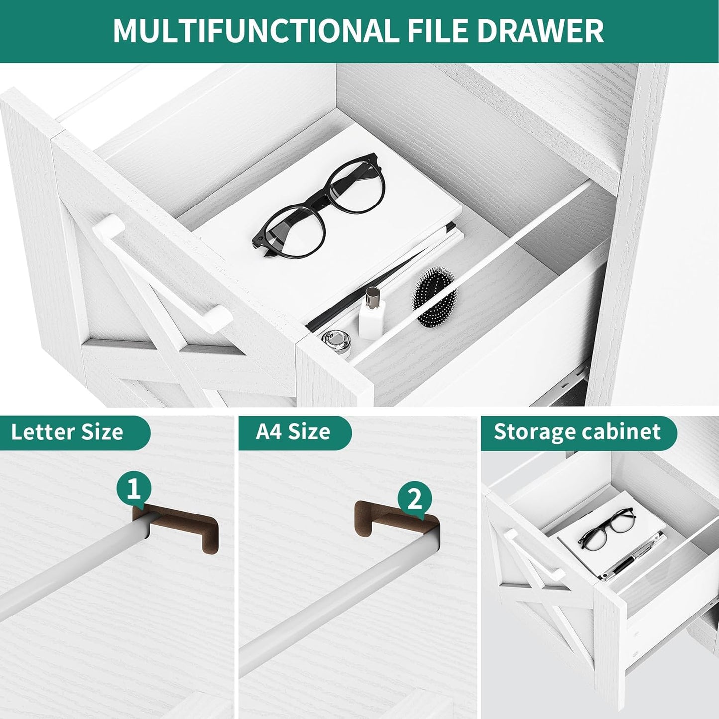 L Shaped Desk with Power Outlets, 60 Inch Computer Desk Corner Desk with File Drawer, Home Office Desk with Monitor Stand & Storage Shelves, L-Shaped Desk with File Cabinet, White