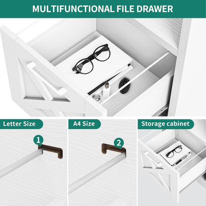 L Shaped Desk with Power Outlets, 60 Inch Computer Desk Corner Desk with File Drawer, Home Office Desk with Monitor Stand & Storage Shelves, L-Shaped Desk with File Cabinet, White