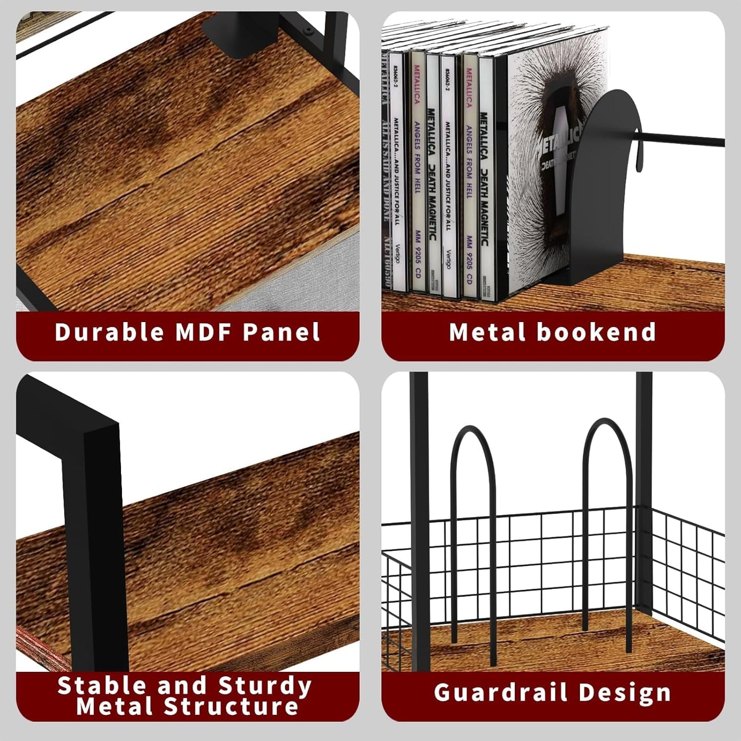 CD Storage Rack, 6-Tier DVD Organizer Shelf with Drawer & Adjustable Book Stoppers, Vinyl Record Holder &Multi-Purpose Media Organizer, Ideal for Living Room/Home Office,15.7X11.8X64.3Inch