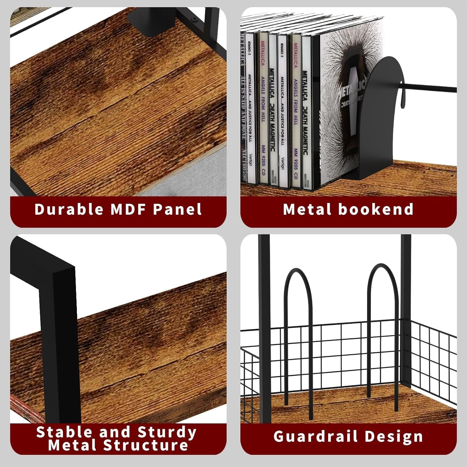 CD Storage Rack, 6-Tier DVD Organizer Shelf with Drawer & Adjustable Book Stoppers, Vinyl Record Holder &Multi-Purpose Media Organizer, Ideal for Living Room/Home Office,15.7X11.8X64.3Inch