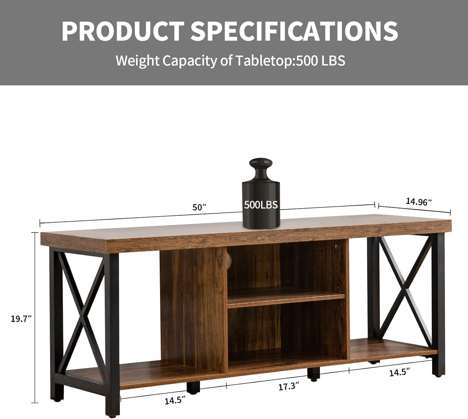 TV Stand for TV up to 55 Inches, TV Cabinet with Open Storage, TV Console Unit with Shelving for Living Room, Entertainment Room, Rustic Brown