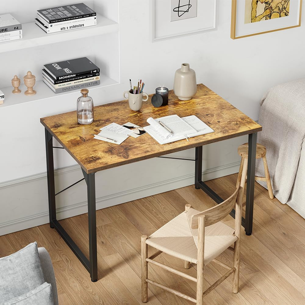 Computer Desk, 32 Inch Small Home Office Desk for Small Spaces, Modern Simple Style for Home, Office, Study, Writing, Deep Brown