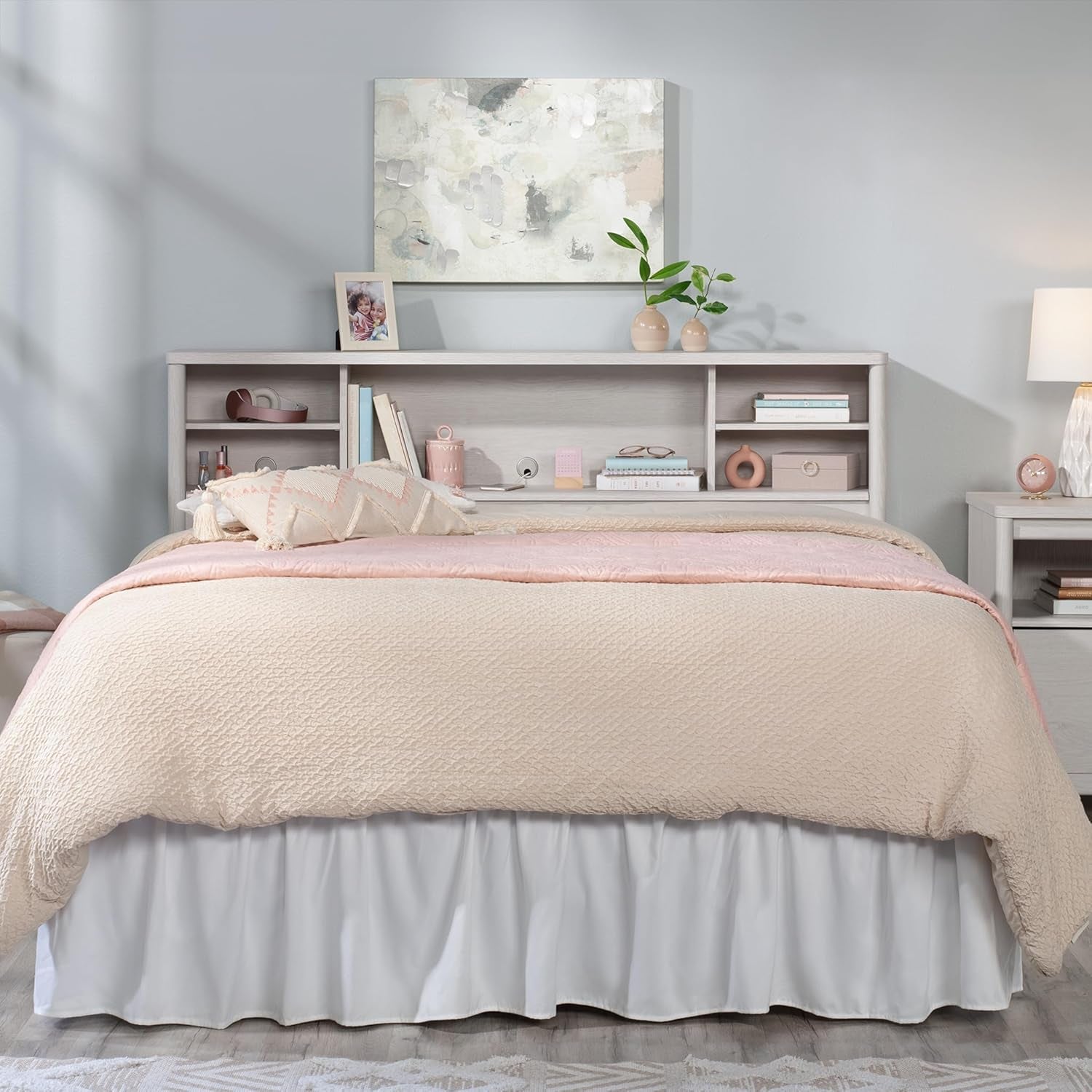 Dover Edge Full/Queen Bookcase Headboard, Glacier Oak Finish