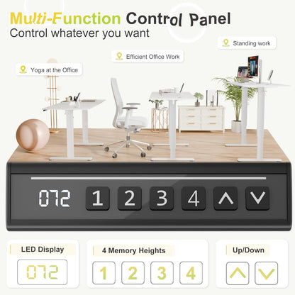 Electric Standing Desk, 45 X 24 Inches Sit Stand up Desk, Sit Stand Height Adjustable Home Office Desk with 4 Height Position Memory - with Splice Board (White, 45)