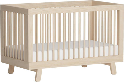Hudson 3-In-1 Convertible Baby Crib - GREENGUARD Gold Certified - Convertible Crib to Toddler Bed and Daybed - Baby Bed with 4 Adjustable Heights - Wooden Crib - Washed Natural