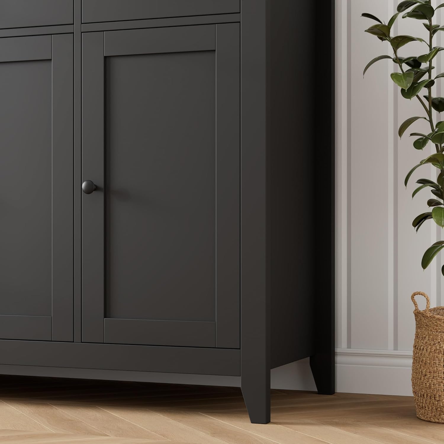 55" Buffet Cabinet, Modern Farmhouse Sideboard Buffet with Drawers, Large Kitchen Storage Cabinet with Adjustable Shelves, Wood Coffee Bar for Kitchen, Dining Room, Living Room, Grey