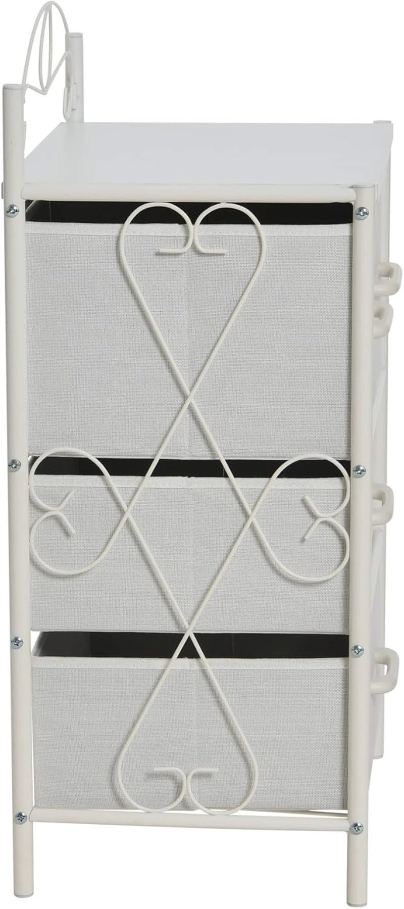 Victoria Dresser Nightstand Storage Organizer with 4 Drawers Metal Frame and Scandinavian White Top
