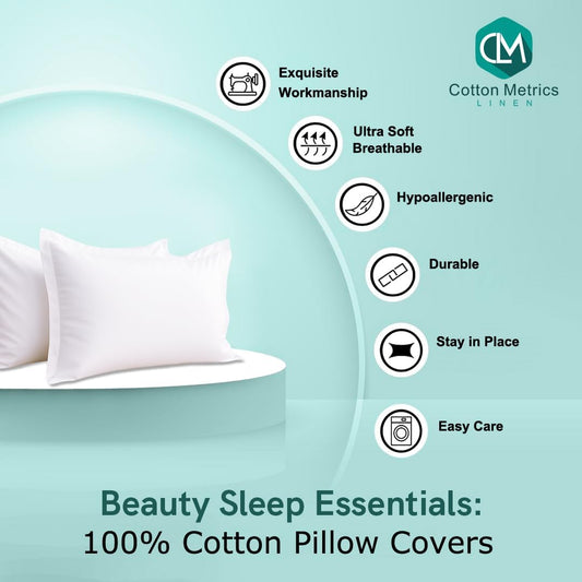 2 Pack Pillow Shams King Size 20X40 – 600 Thread Count 100% Organic Cotton White Pillow Covers with 2 Inch Decorative Flange, Soft & Smooth Premium Hotel-Quality Pillowcases Set of 2