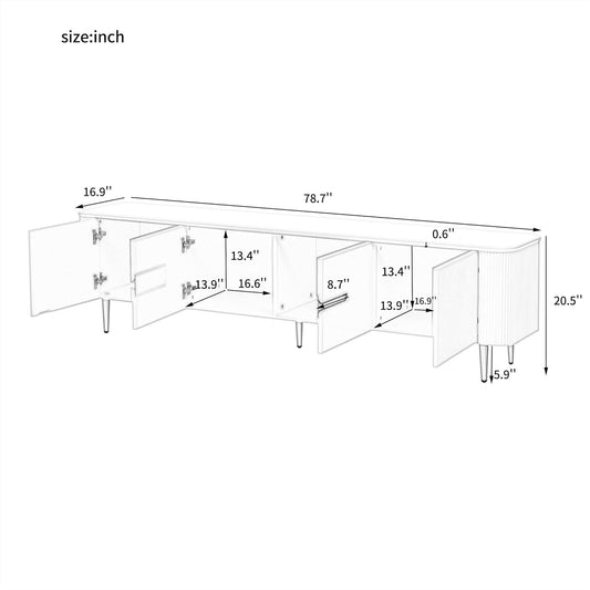 78.7'' Minimalist TV Stand for Tvs up to 85 Inches, Modern Entertainment Center Media Console with 4 Spacious Cabinets for Living Room