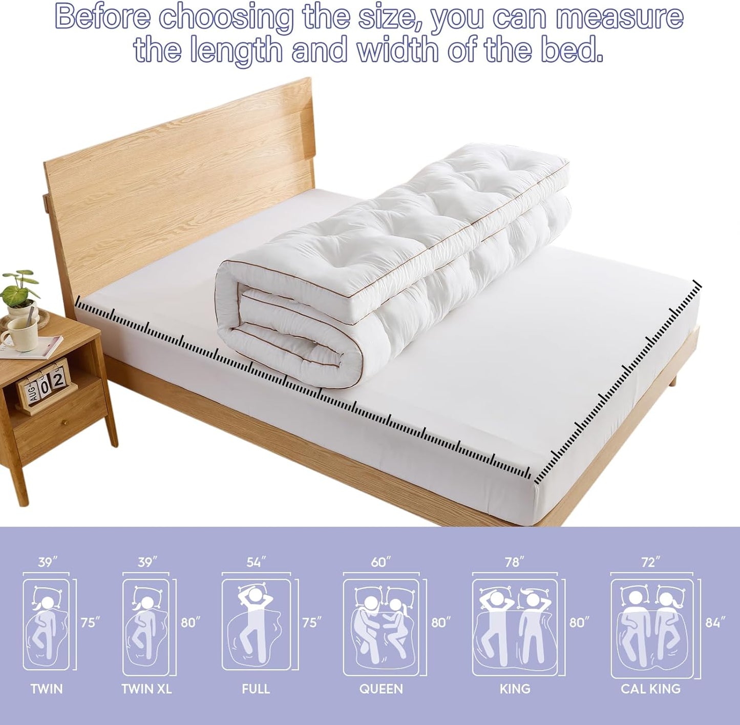 4 Inch Memory Foam Mattress Topper King for Back Pain Relief, Filled with Breathable Gel Memory Foam, Fluffy Comfort Supportive Pillow Top Mattress Topper, 80X78X4In