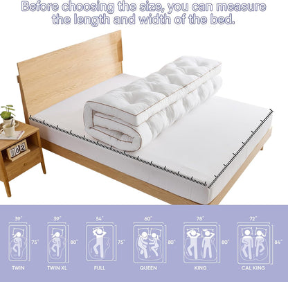 4 Inch Memory Foam Mattress Topper King for Back Pain Relief, Filled with Breathable Gel Memory Foam, Fluffy Comfort Supportive Pillow Top Mattress Topper, 80X78X4In