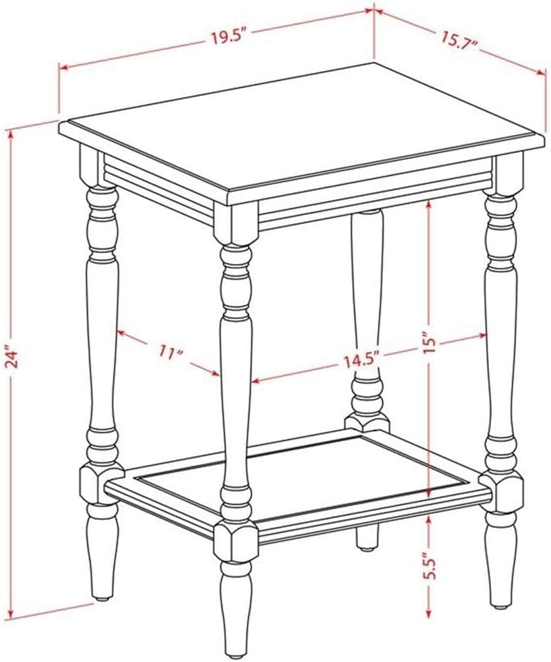 BF-07-ET Bedford Night Stand - Rectangle End Table with Open Storage Shelf for Bedroom, 16X20 Inch Inch, Distressed Jacobean