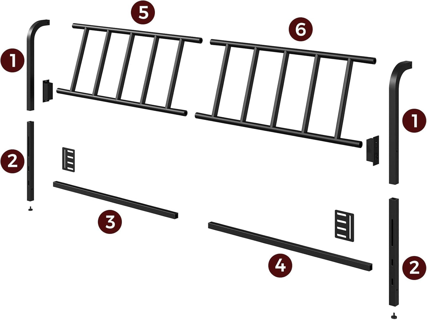 King Size Headboard Only, Metal Headboard with 2 Power Strips, 95 Degrees Reclining Backrest with Bed Frame Adapters, Easy Assembly, Black