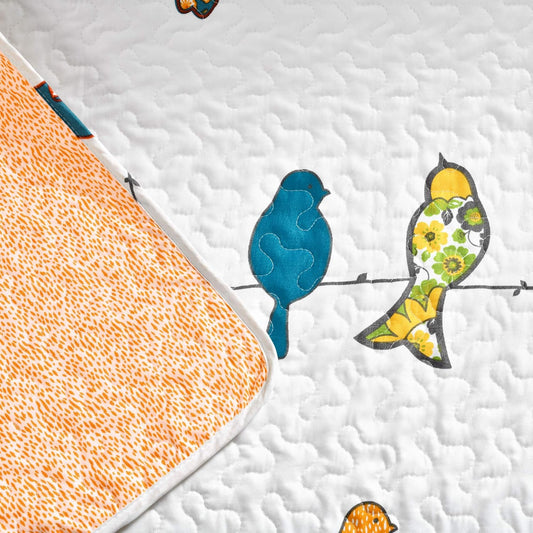 Rowley Birds Reversible Throw Blanket, 50" W X 60" L, Multi - Throw Blankets for Bed - Couch Blanket - Farmhouse Throw Blanket for Couch