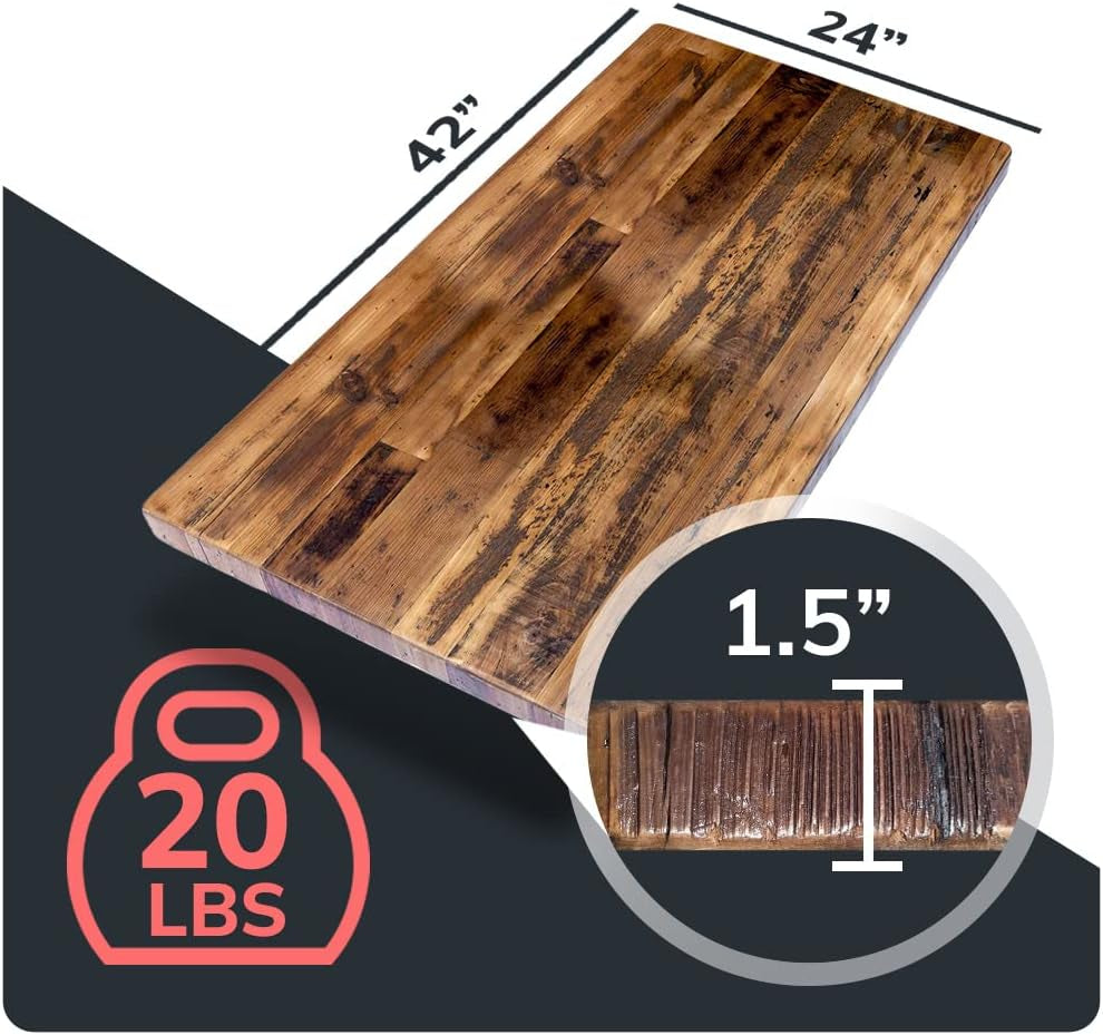 Reclaimed Wood Table Top - Rustic Recycled Wooden Piece Perfect for Kitchens, Dining and Coffee Table Tops (Reclaimed Wood Table Top - Economy, 24" X 42")