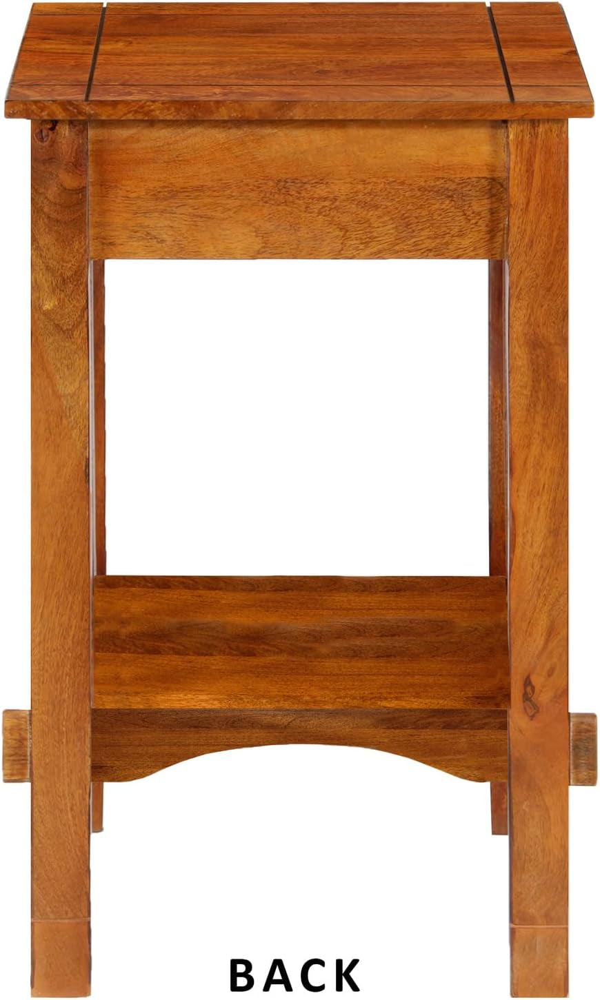 Earthy Elements Spacious Mango Wood Telephone Stand with Slatted Side Panels, Brown