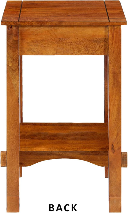 Earthy Elements Spacious Mango Wood Telephone Stand with Slatted Side Panels, Brown