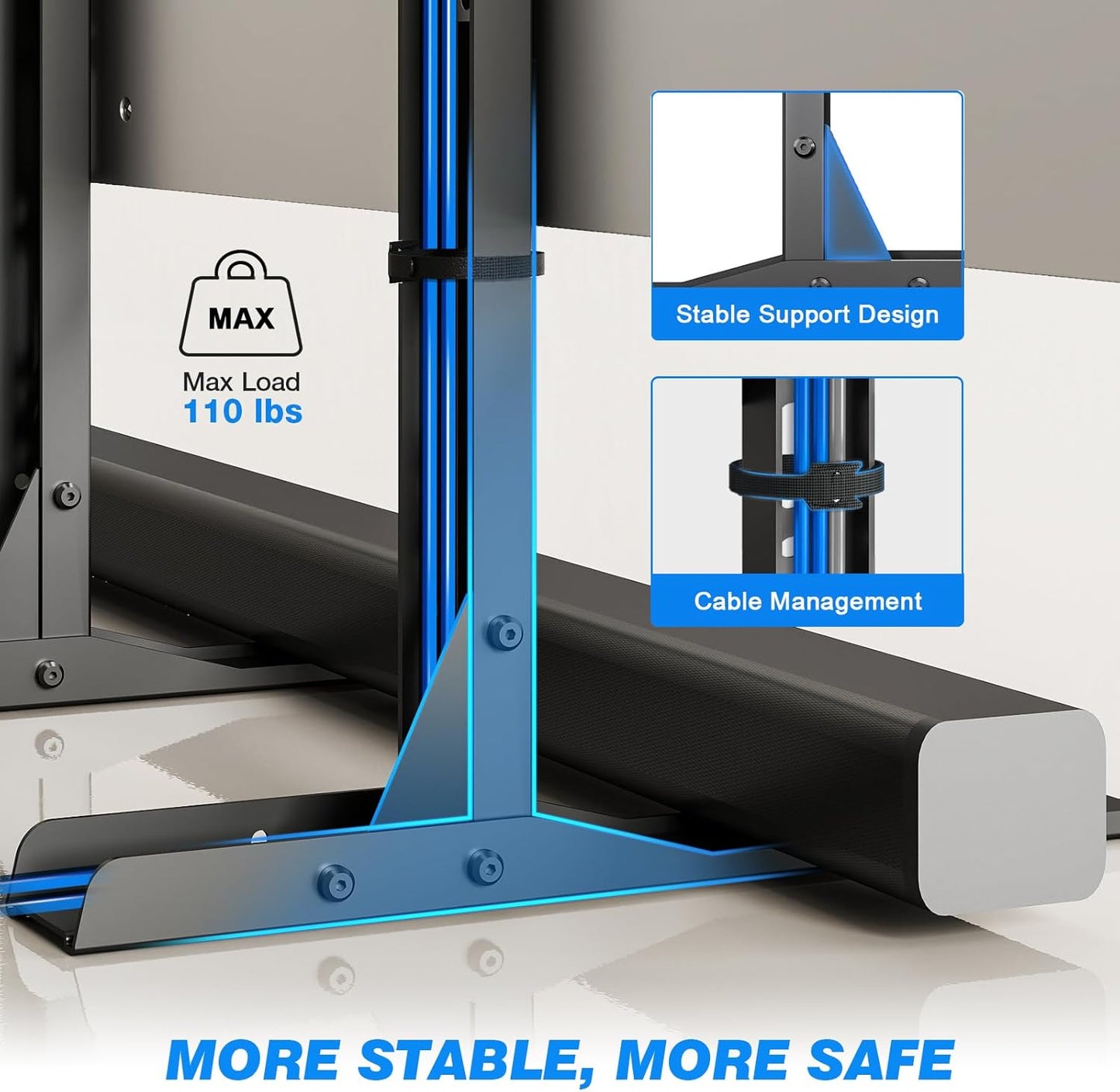 Universal TV Stand for 20-75 Inch Flat Curved Tvs, Height Adjustable Table Top TV Stand, TV Feet with Cable Management,Steel Replacement TV Legs Holds up to 110 Lbs, Max VESA 800X600Mm, Black