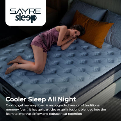 Sayre 12 Inch Queen Memory Foam Mattress in a Box – Cooling Gel Infused, Medium Firm Support, Certipur-Us & Oeko-Tex Certified, Pressure Relief Mattress for Back Pain & Motion Isolation