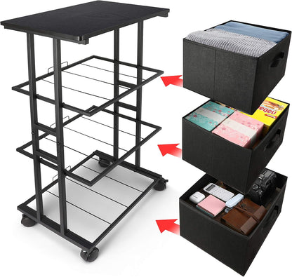 Dresser Storage with 3 Drawers, Fabric Dresser Tower, Vertical Storage Unit for Bedroom, Closet, Office, Black