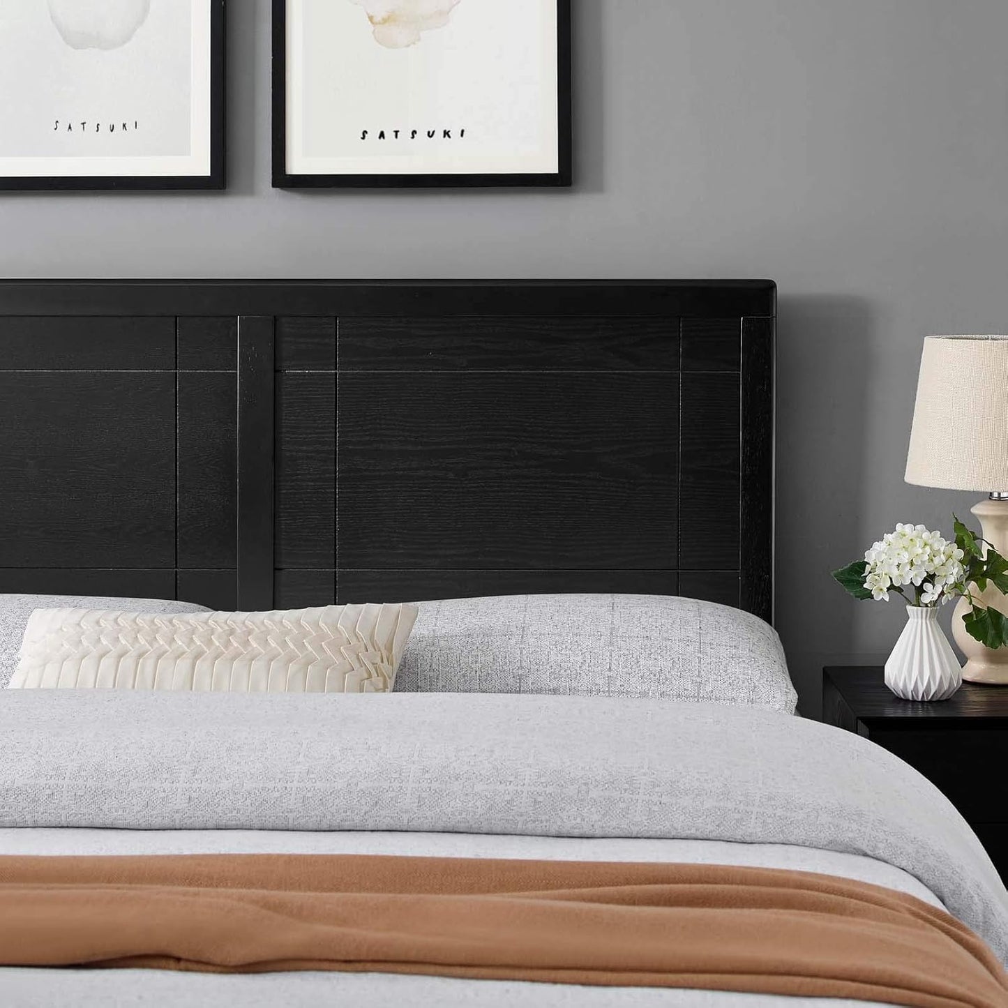 MOD-6221-BLK Archie Full Wood Headboard, Black